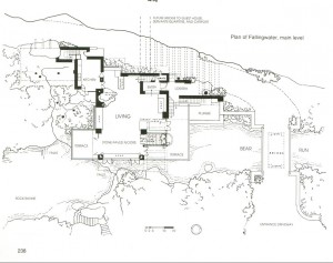 Ф.Л. Райт. Дом над Водопадом. План дома